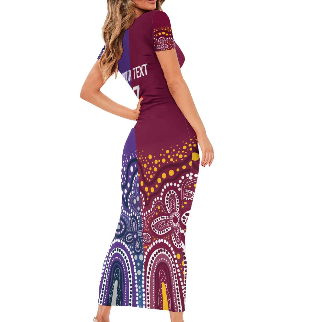 Broncos Vs Storm Rugby NRL Custom Indigenous Short Sleeve Bodycon Dress Fight To The Last - Aussie Hoodie