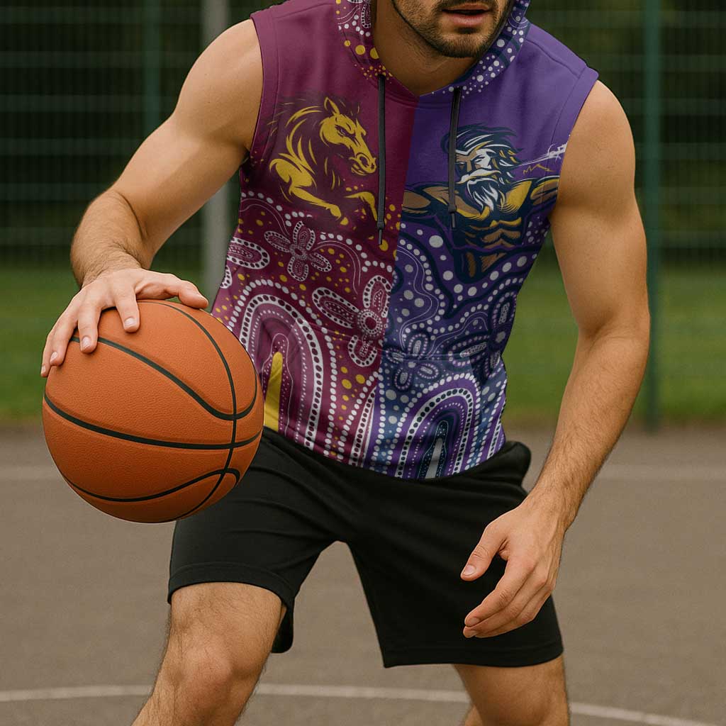 Broncos Vs Storm Rugby NRL Custom Indigenous Sleeveless Hoodie Fight To The Last - Aussie Hoodie