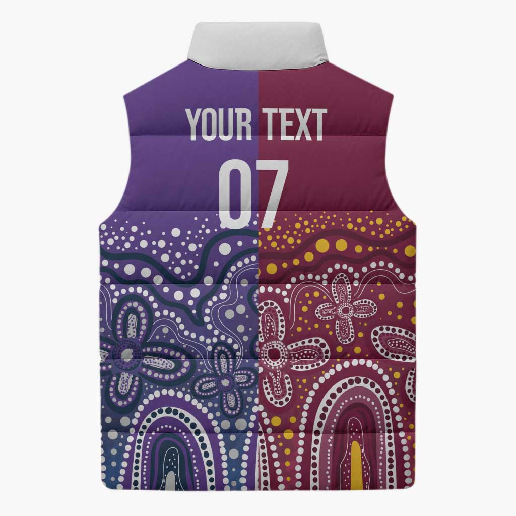 Broncos Vs Storm Rugby NRL Custom Indigenous Sleeveless Puffer Jacket Fight To The Last - Aussie Hoodie