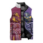Broncos Vs Storm Rugby NRL Custom Indigenous Sleeveless Puffer Jacket Fight To The Last - Aussie Hoodie