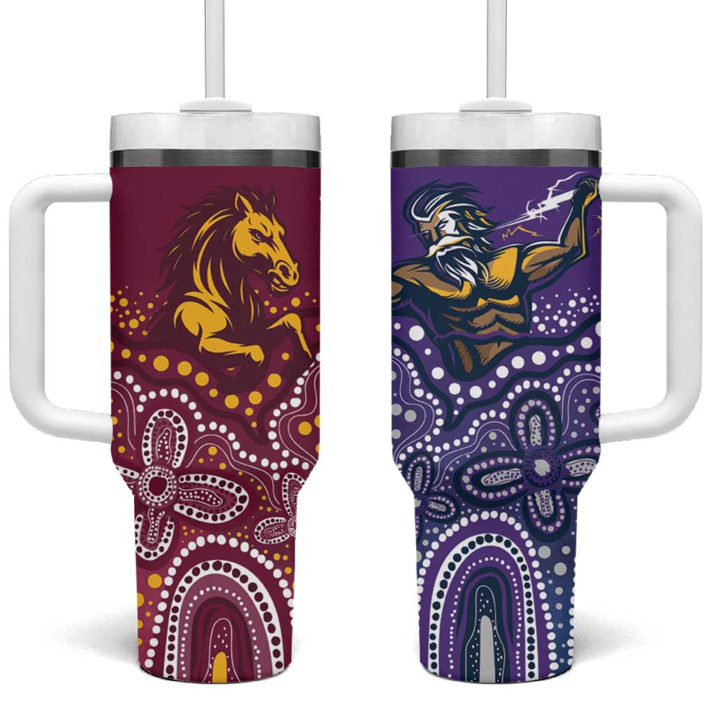 Broncos Vs Storm Rugby NRL Custom Indigenous Tumbler With Handle Fight To The Last - Aussie Hoodie