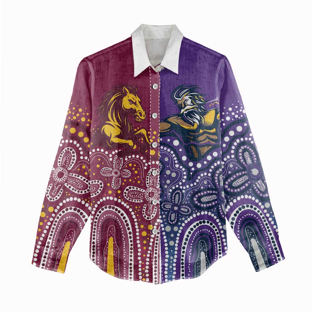 Broncos Vs Storm Rugby NRL Custom Indigenous Women Casual Shirt Fight To The Last - Aussie Hoodie