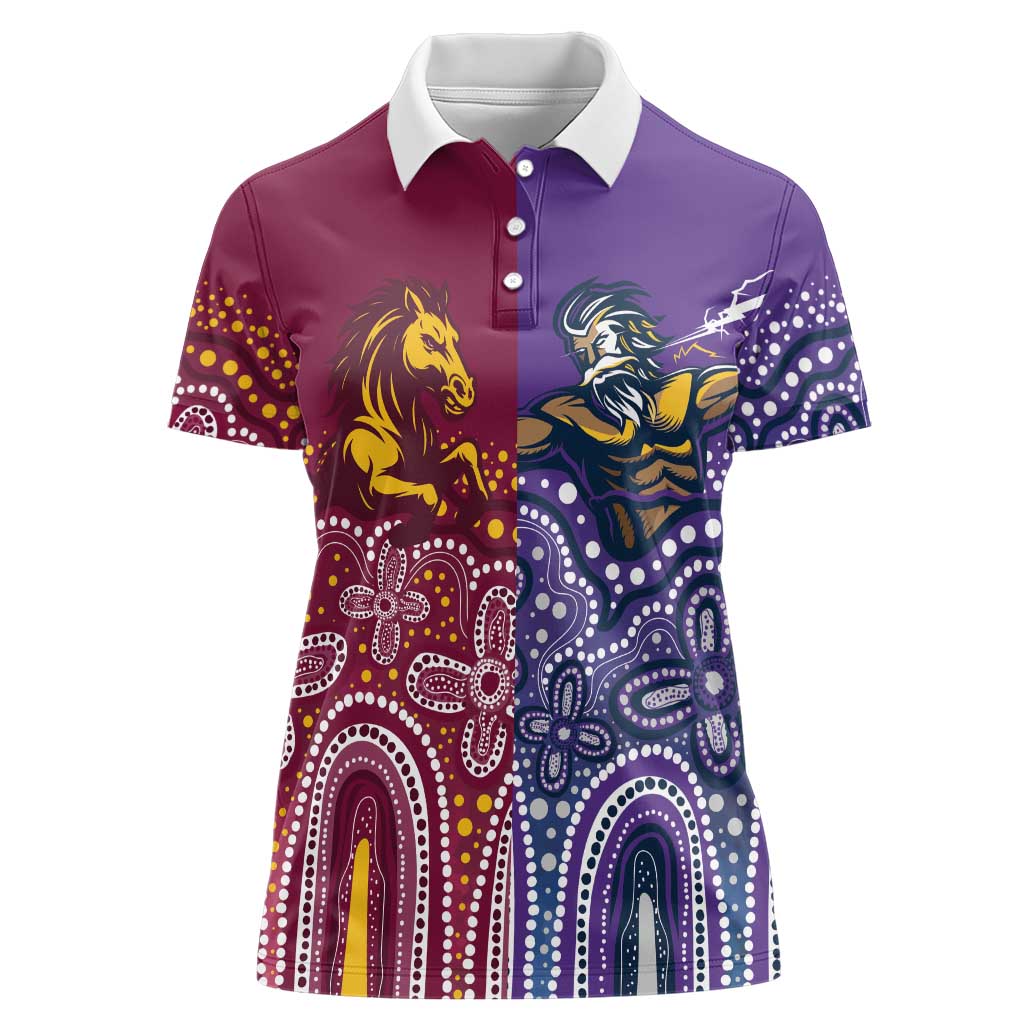 Broncos Vs Storm Rugby NRL Custom Indigenous Women Polo Shirt Fight To The Last - Aussie Hoodie