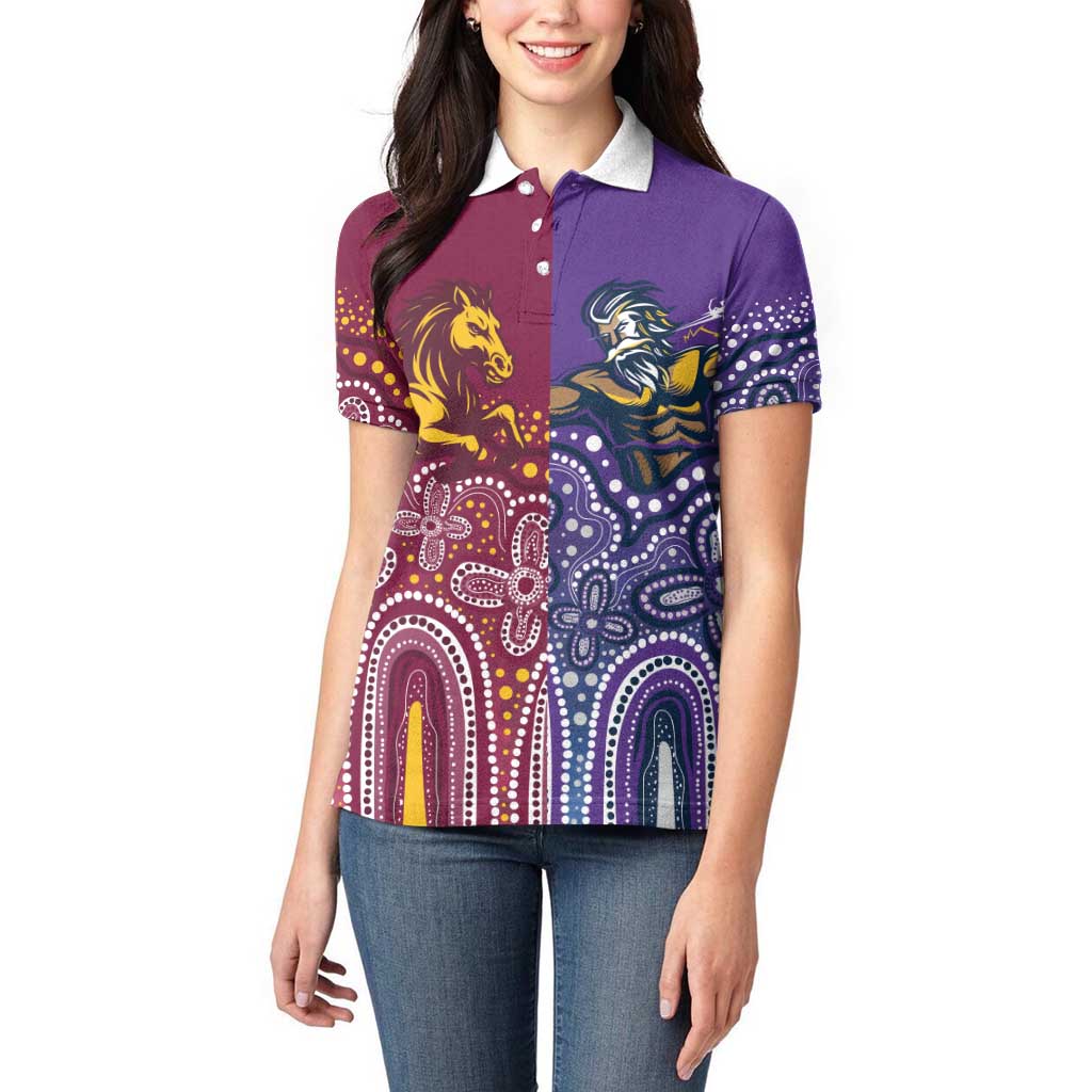 Broncos Vs Storm Rugby NRL Custom Indigenous Women Polo Shirt Fight To The Last - Aussie Hoodie