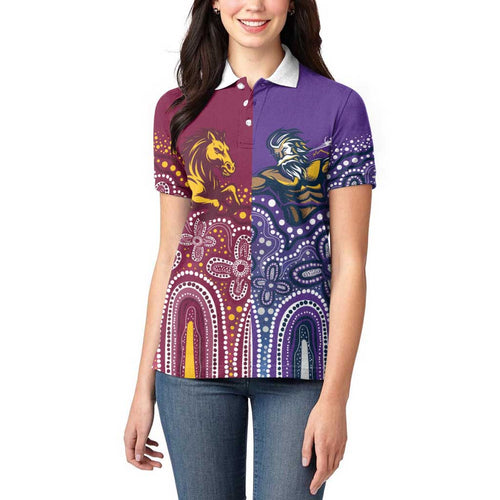 Broncos Vs Storm Rugby NRL Custom Indigenous Women Polo Shirt Fight To The Last - Aussie Hoodie