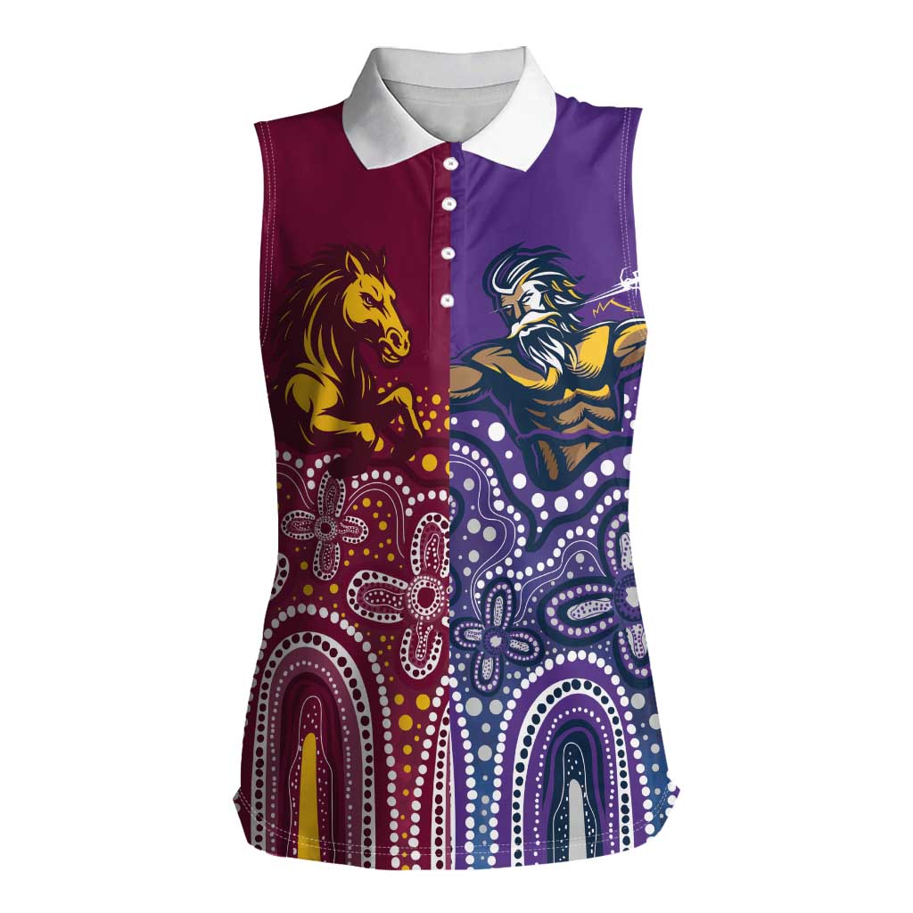 Broncos Vs Storm Rugby NRL Custom Indigenous Women Sleeveless Polo Shirt Fight To The Last - Aussie Hoodie