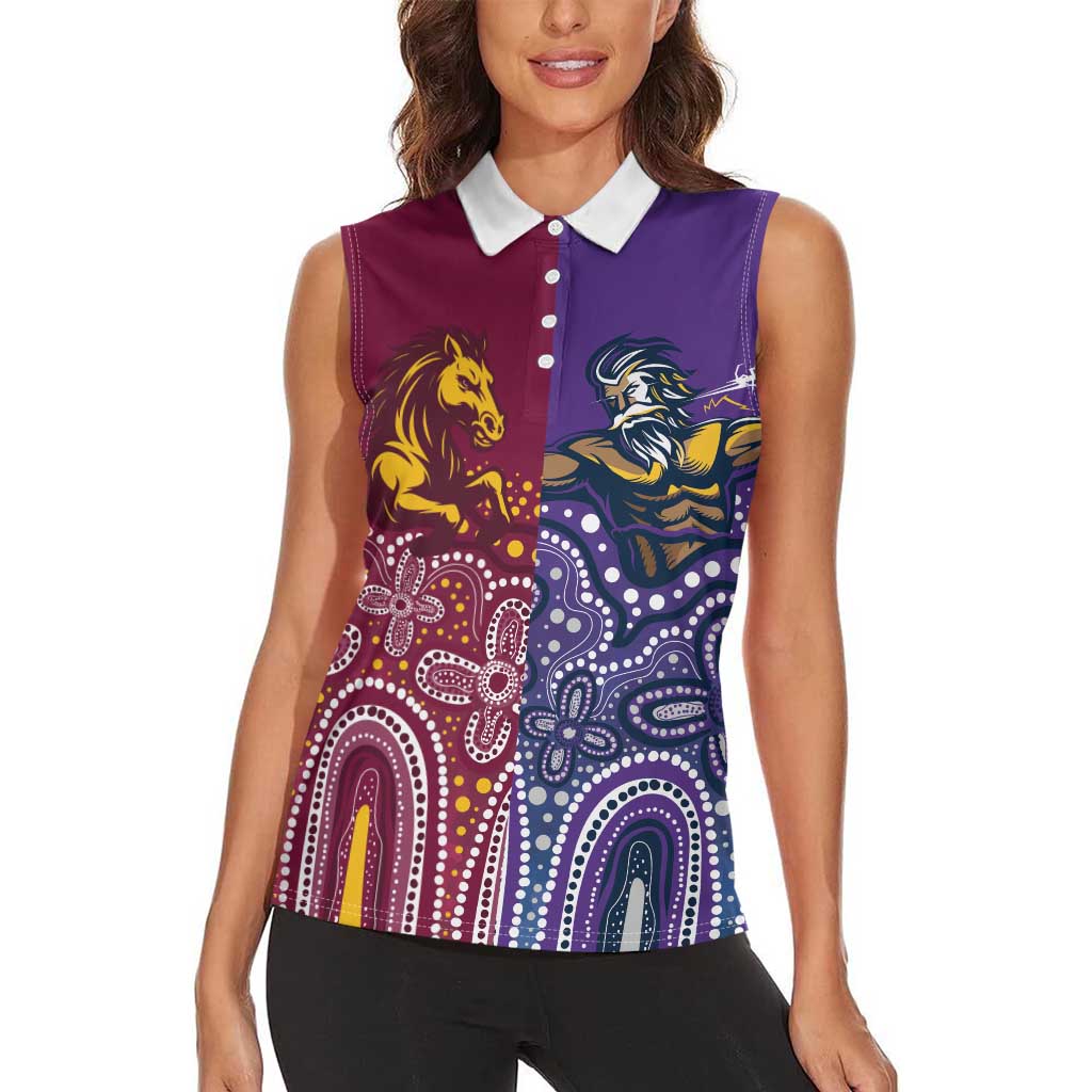 Broncos Vs Storm Rugby NRL Custom Indigenous Women Sleeveless Polo Shirt Fight To The Last - Aussie Hoodie