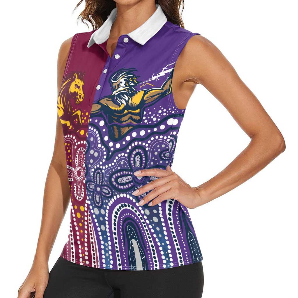 Broncos Vs Storm Rugby NRL Custom Indigenous Women Sleeveless Polo Shirt Fight To The Last - Aussie Hoodie