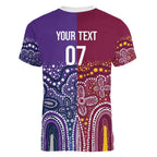 Broncos Vs Storm Rugby NRL Custom Indigenous Women V-Neck T-Shirt Fight To The Last - Aussie Hoodie