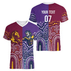 Broncos Vs Storm Rugby NRL Custom Indigenous Women V-Neck T-Shirt Fight To The Last - Aussie Hoodie