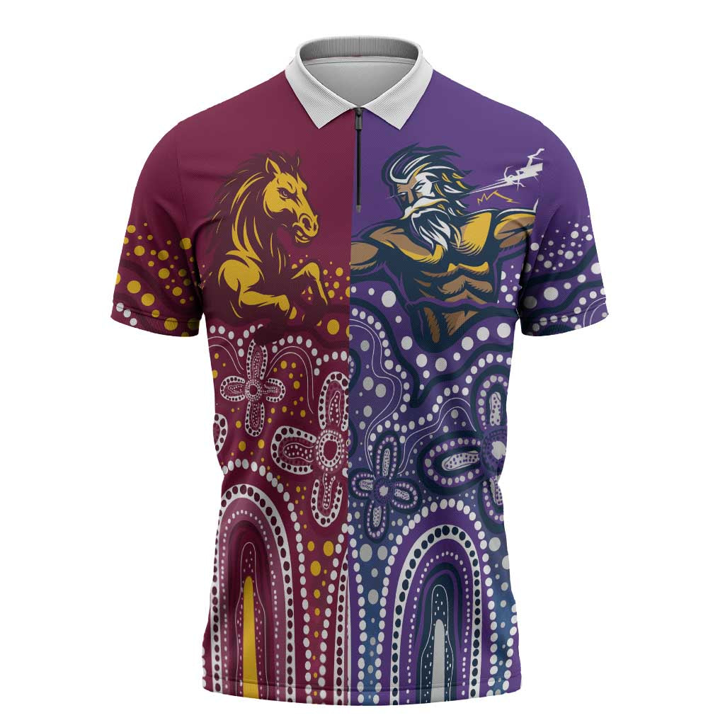 Broncos Vs Storm Rugby NRL Custom Indigenous Zipper Polo Shirt Fight To The Last - Aussie Hoodie