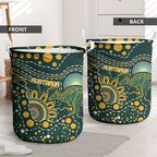 Australia Kangaroos Indigenous Laundry Basket Aboriginal Arts - Rising Sun