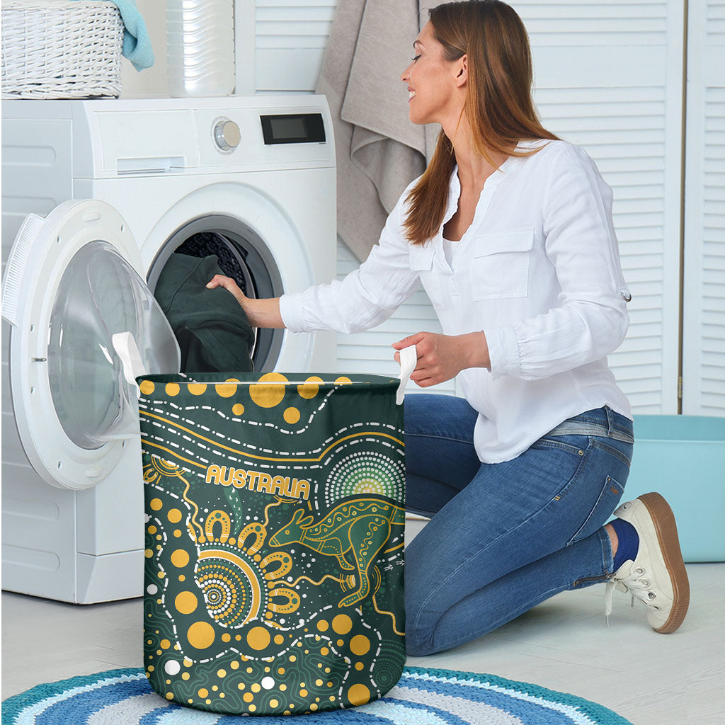 Australia Kangaroos Indigenous Laundry Basket Aboriginal Arts - Rising Sun