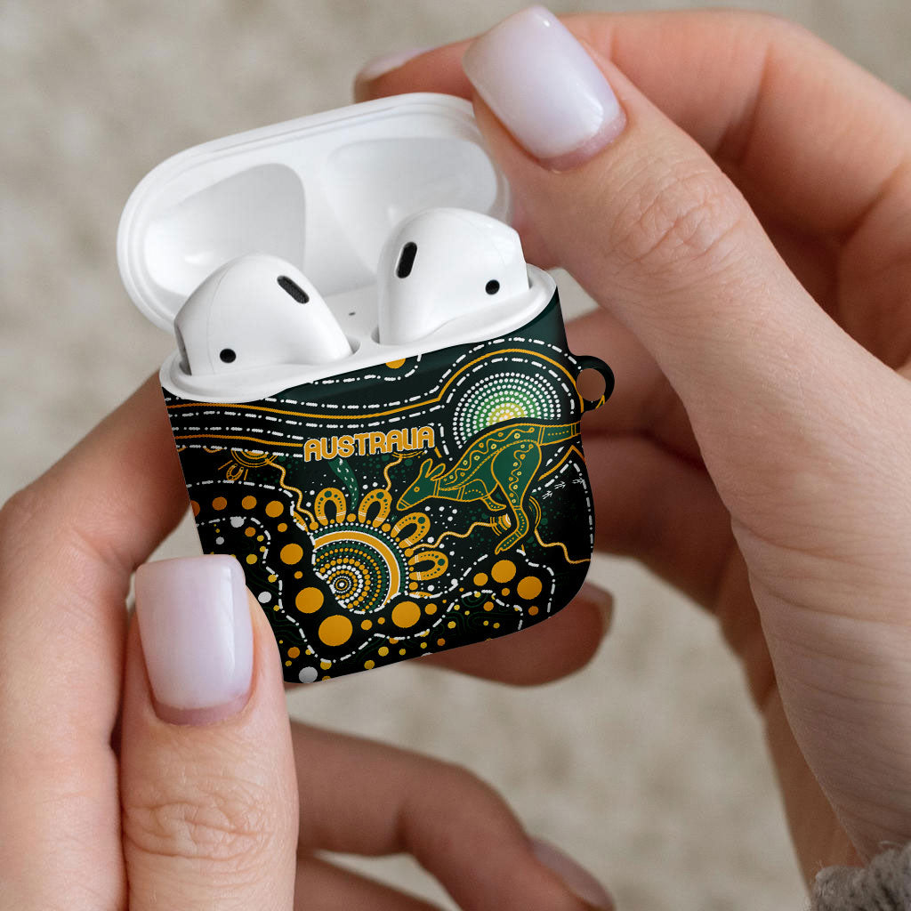 Australia Kangaroos Indigenous AirPods Case Aboriginal Arts - Rising Sun