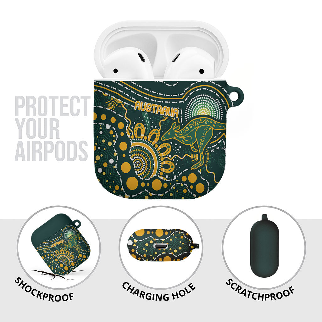 Australia Kangaroos Indigenous AirPods Case Aboriginal Arts - Rising Sun