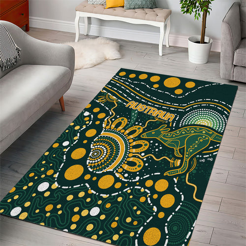 Australia Kangaroos Indigenous Area Rug Aboriginal Arts - Rising Sun