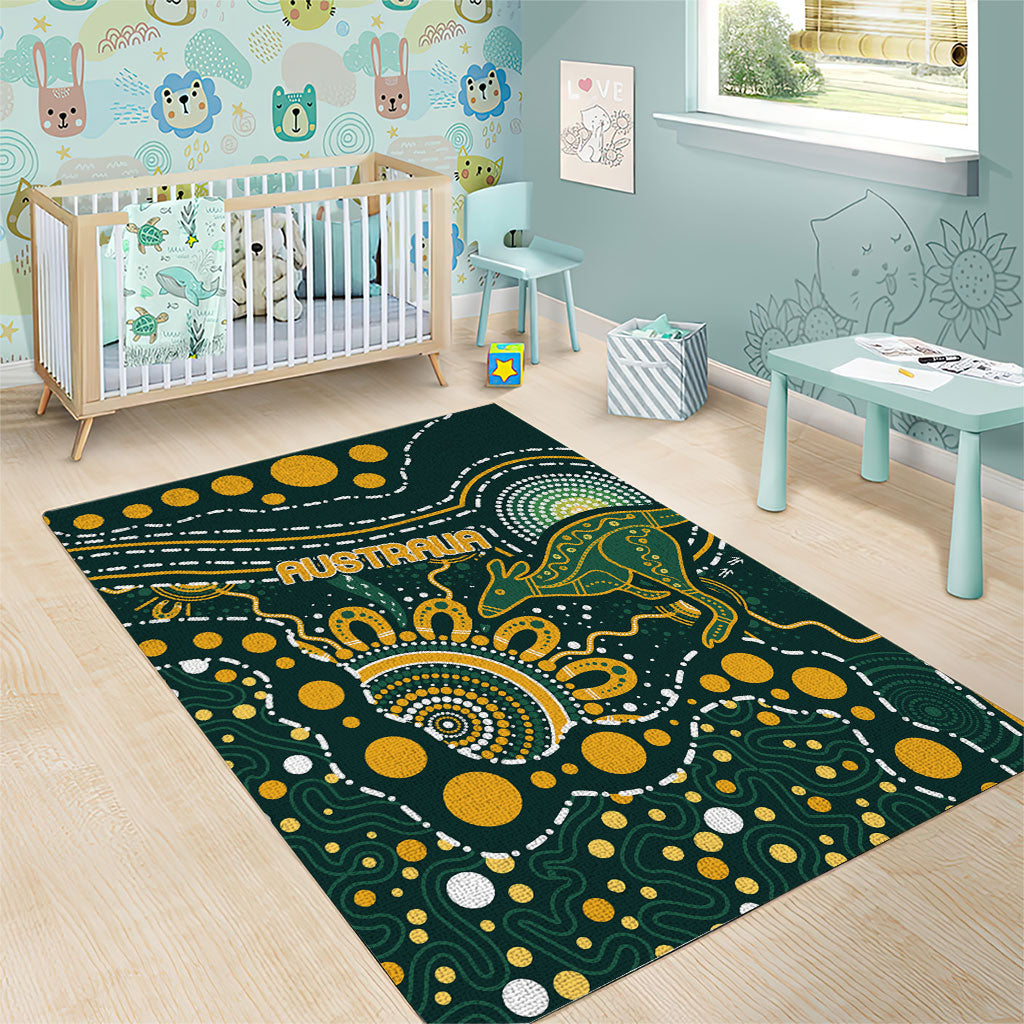 Australia Kangaroos Indigenous Area Rug Aboriginal Arts - Rising Sun