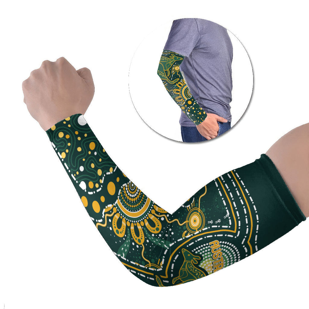 Australia Kangaroos Custom Indigenous Personalised Arm Sleeves Aboriginal Arts - Rising Sun