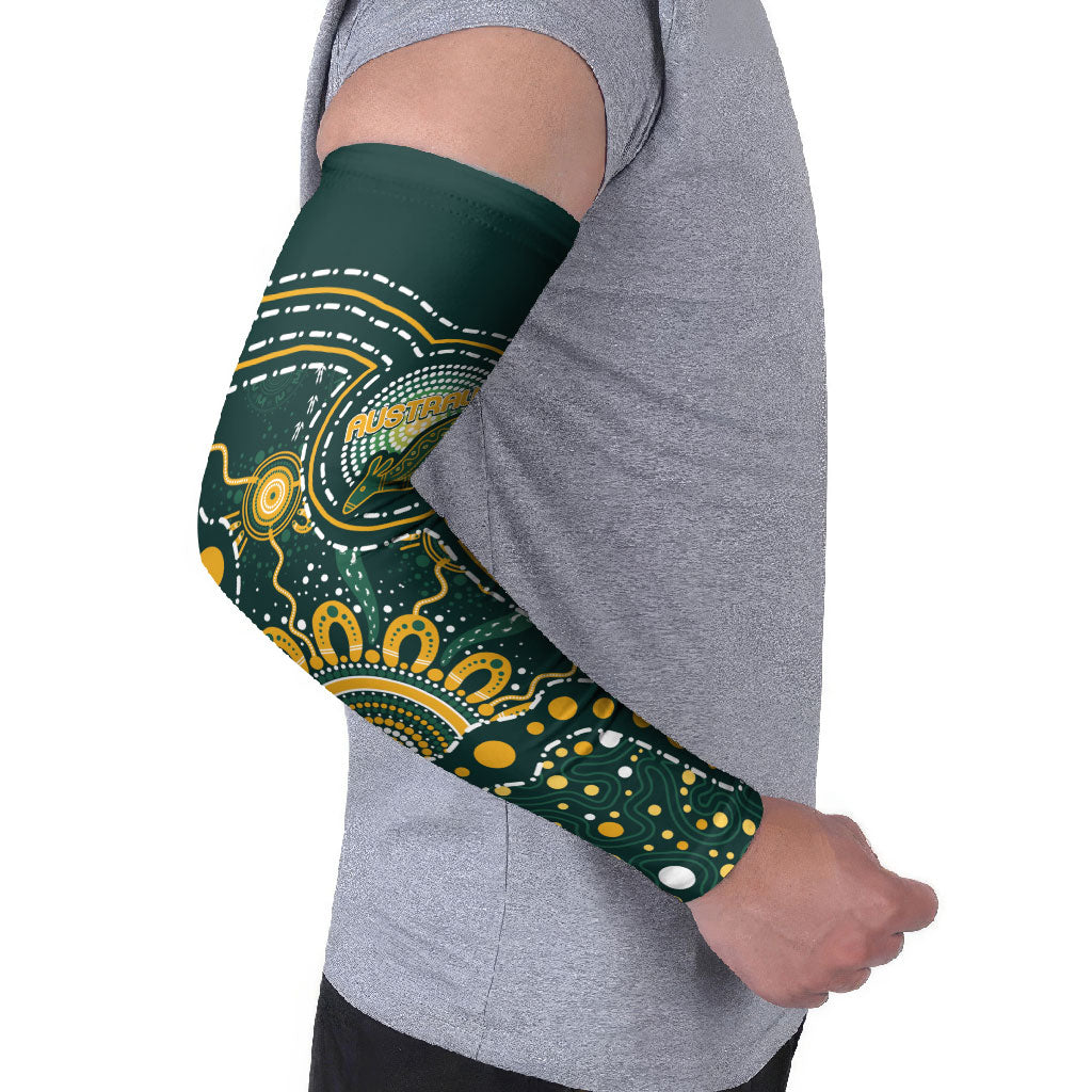 Australia Kangaroos Custom Indigenous Personalised Arm Sleeves Aboriginal Arts - Rising Sun