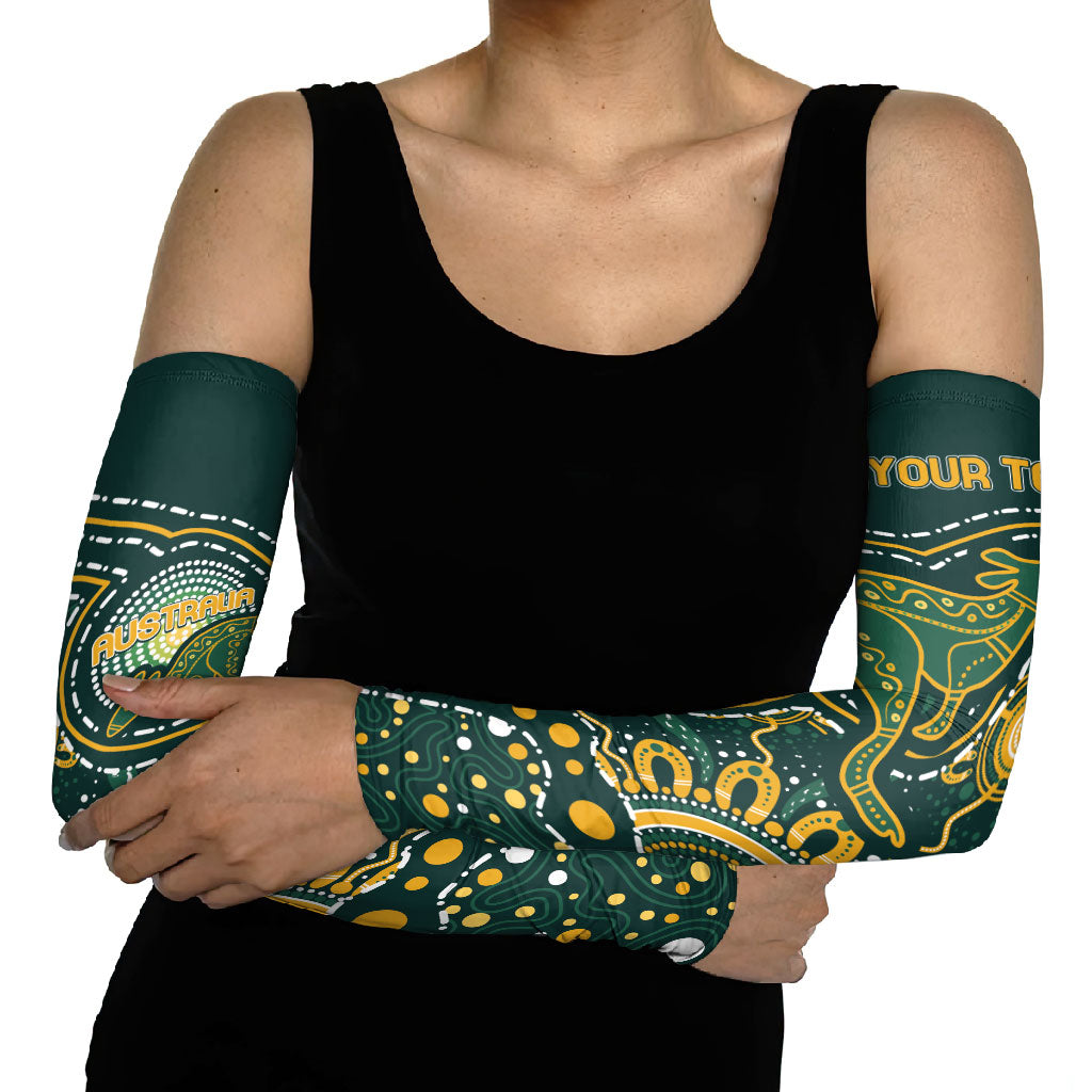 Australia Kangaroos Custom Indigenous Personalised Arm Sleeves Aboriginal Arts - Rising Sun