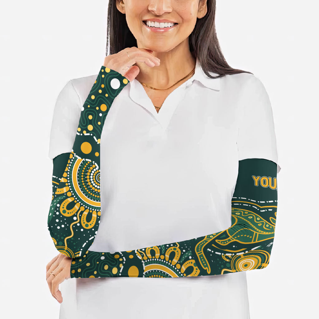 Australia Kangaroos Custom Indigenous Personalised Arm Sleeves Aboriginal Arts - Rising Sun