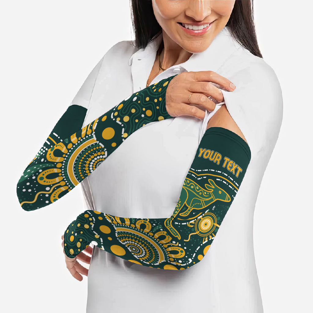 Australia Kangaroos Custom Indigenous Personalised Arm Sleeves Aboriginal Arts - Rising Sun