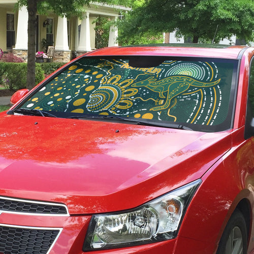 Australia Kangaroos Indigenous Auto Sun Shade Aboriginal Arts - Rising Sun