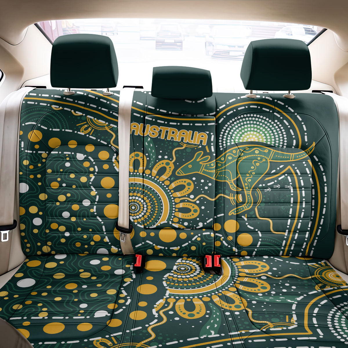 Australia Kangaroos Indigenous Back Car Seat Cover Aboriginal Arts - Rising Sun