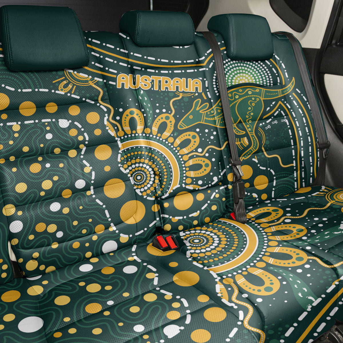 Australia Kangaroos Indigenous Back Car Seat Cover Aboriginal Arts - Rising Sun