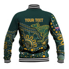 Australia Kangaroos Custom Indigenous Personalised Baseball Jacket Aboriginal Arts - Rising Sun
