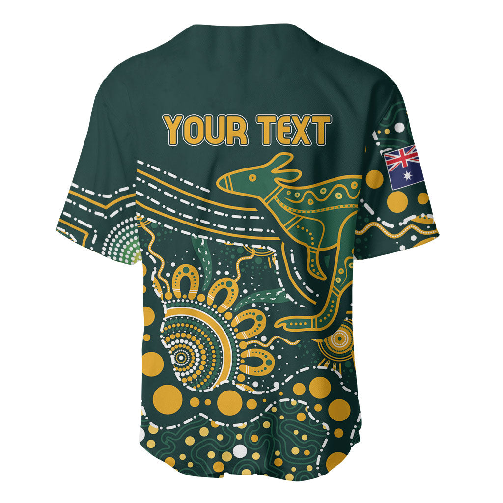 Australia Kangaroos Custom Indigenous Personalised Baseball Jersey Aboriginal Arts - Rising Sun