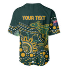 Australia Kangaroos Custom Indigenous Personalised Baseball Jersey Aboriginal Arts - Rising Sun