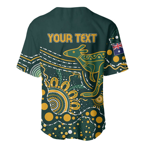 Australia Kangaroos Custom Indigenous Personalised Baseball Jersey Aboriginal Arts - Rising Sun