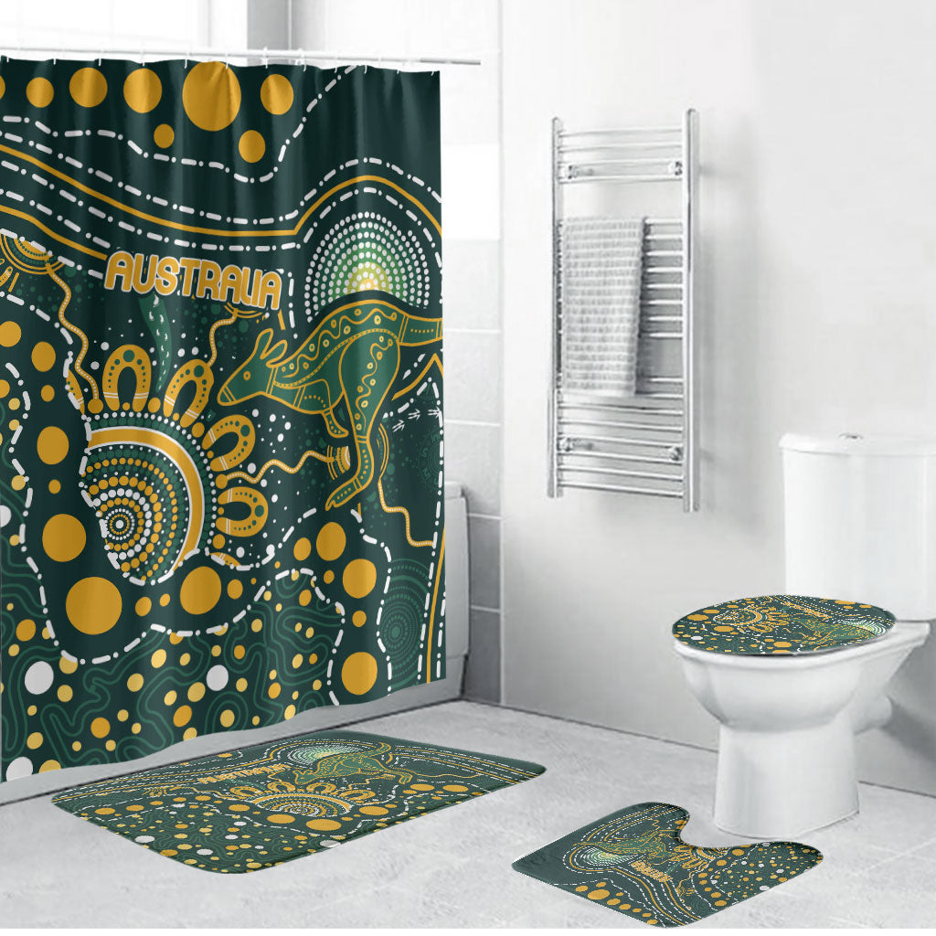 Australia Kangaroos Indigenous Bathroom Set Aboriginal Arts - Rising Sun