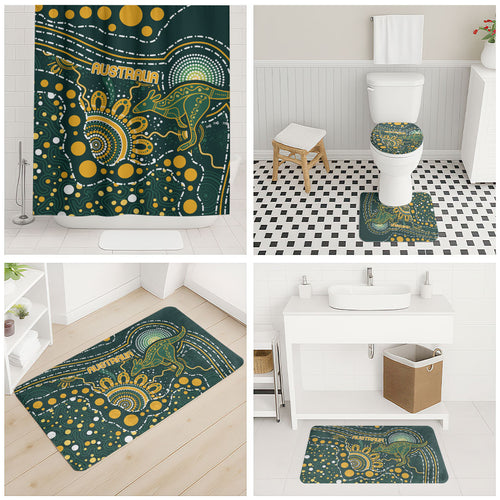Australia Kangaroos Indigenous Bathroom Set Aboriginal Arts - Rising Sun