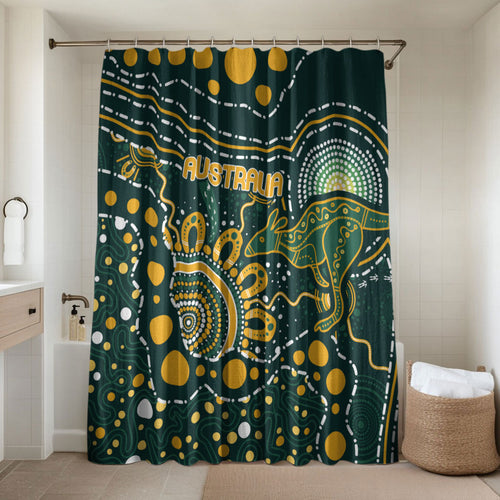 Australia Kangaroos Indigenous Bathroom Set Aboriginal Arts - Rising Sun