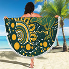 Australia Kangaroos Indigenous Beach Blanket Aboriginal Arts - Rising Sun