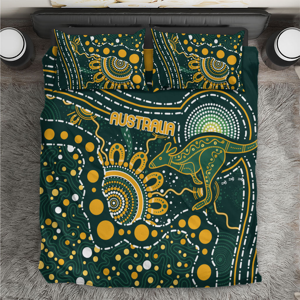 Australia Kangaroos Indigenous Bedding Set Aboriginal Arts - Rising Sun
