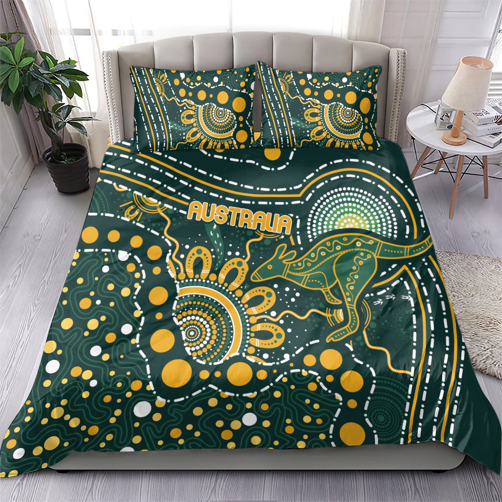 Australia Kangaroos Indigenous Bedding Set Aboriginal Arts - Rising Sun