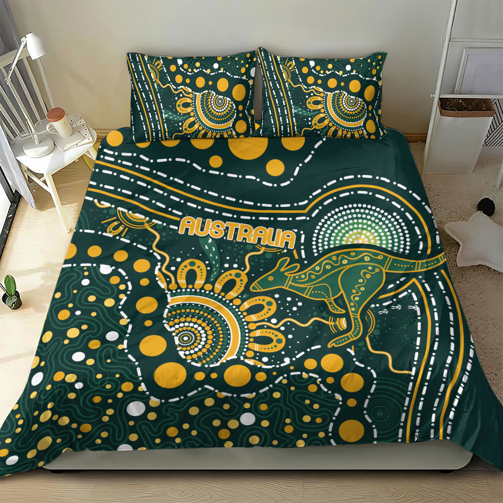 Australia Kangaroos Indigenous Bedding Set Aboriginal Arts - Rising Sun