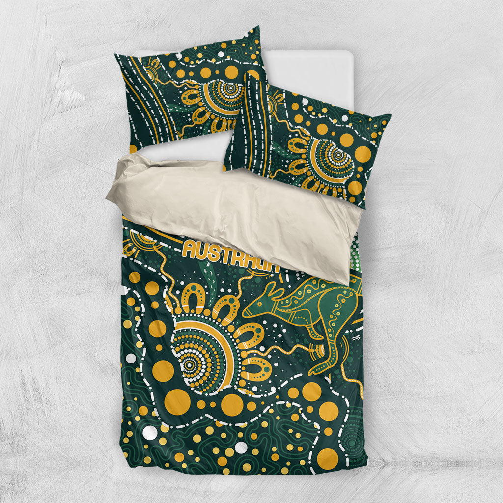 Australia Kangaroos Indigenous Bedding Set Aboriginal Arts - Rising Sun