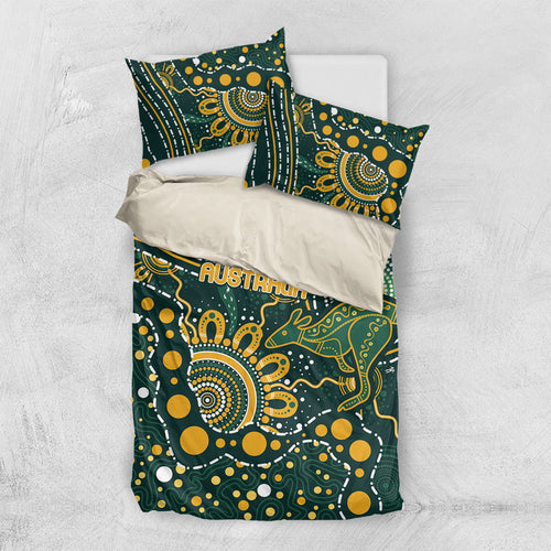 Australia Kangaroos Indigenous Bedding Set Aboriginal Arts - Rising Sun