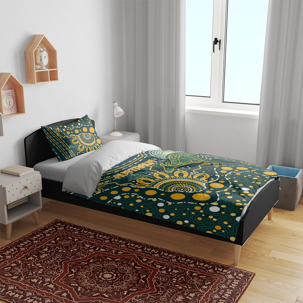 Australia Kangaroos Indigenous Bedding Set Aboriginal Arts - Rising Sun
