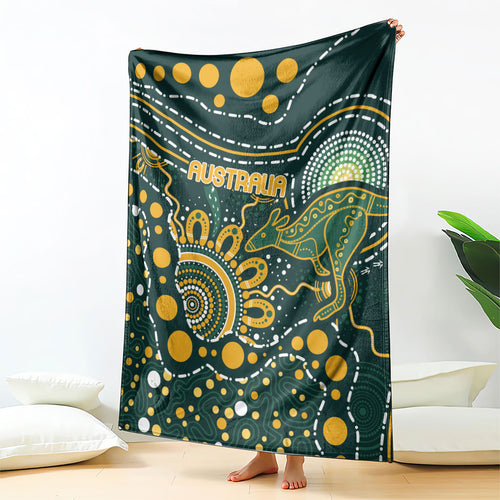 Australia Kangaroos Indigenous Blanket Aboriginal Arts - Rising Sun