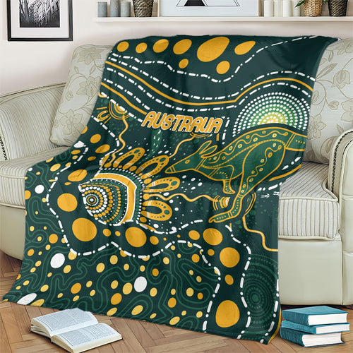 Australia Kangaroos Indigenous Blanket Aboriginal Arts - Rising Sun
