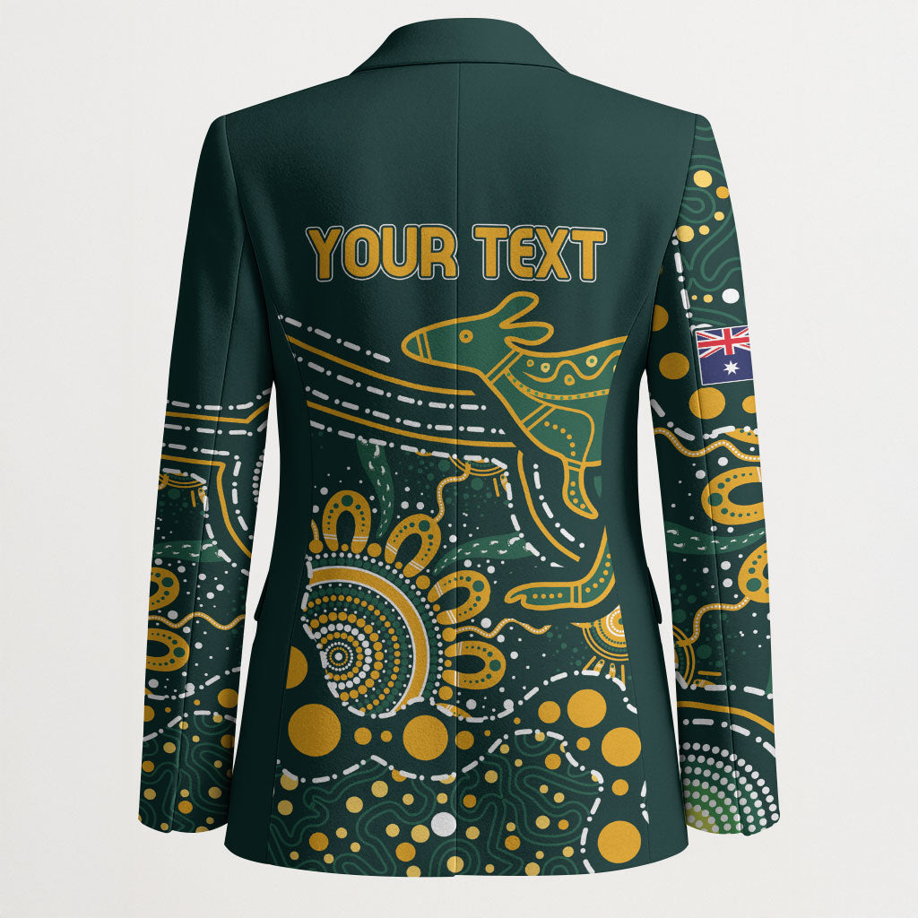 Australia Kangaroos Custom Indigenous Personalised Blazer Aboriginal Arts - Rising Sun