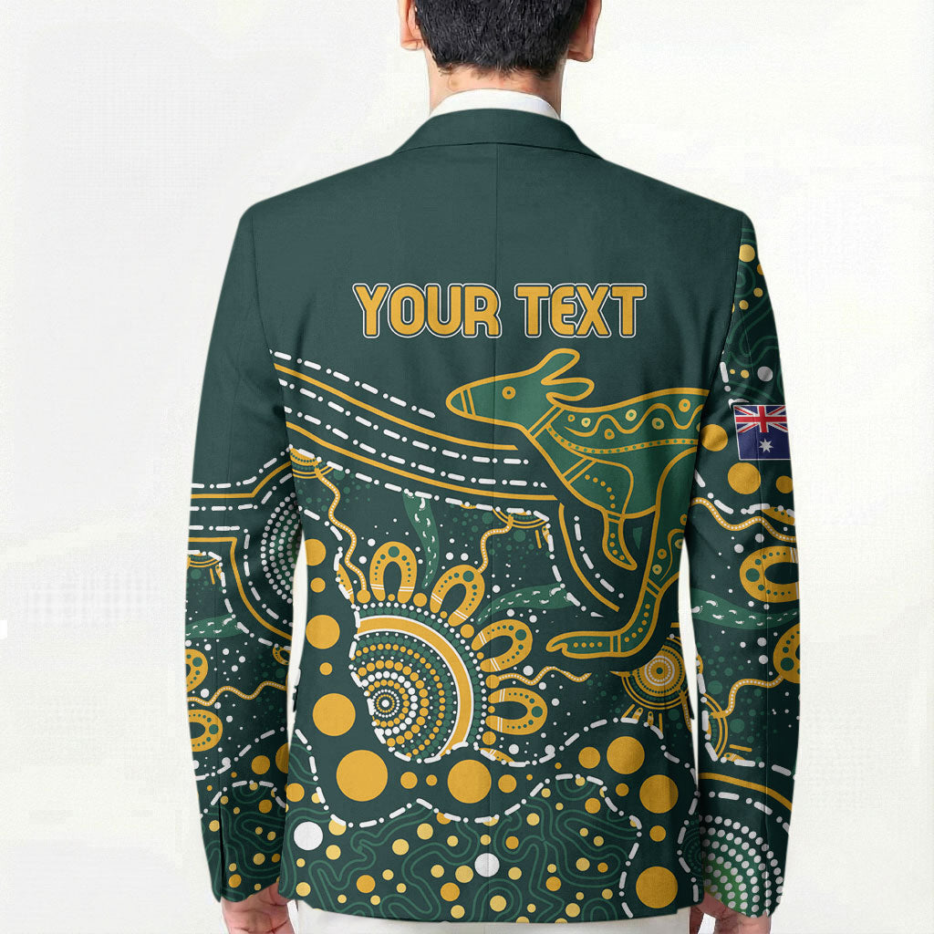 Australia Kangaroos Custom Indigenous Personalised Blazer Aboriginal Arts - Rising Sun