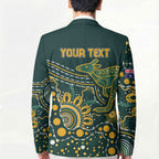 Australia Kangaroos Custom Indigenous Personalised Blazer Aboriginal Arts - Rising Sun