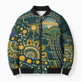 Australia Kangaroos Custom Indigenous Personalised Bomber Puffer Jacket Aboriginal Arts - Rising Sun