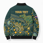 Australia Kangaroos Custom Indigenous Personalised Bomber Puffer Jacket Aboriginal Arts - Rising Sun